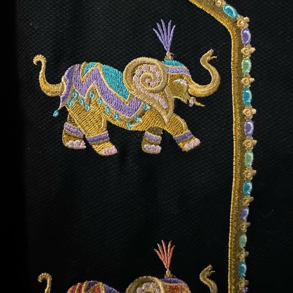 VTG Bob Mackie Wearable Art Colorful Embroidered Elephant Jacket Cotton Oversizd - Picture 3 of 15